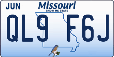 MO license plate QL9F6J