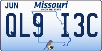 MO license plate QL9I3C