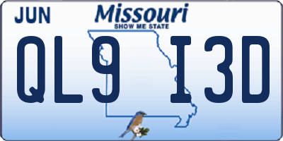 MO license plate QL9I3D