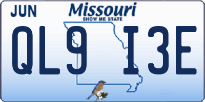 MO license plate QL9I3E