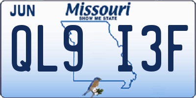 MO license plate QL9I3F