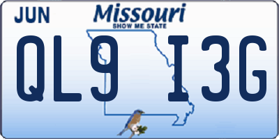 MO license plate QL9I3G