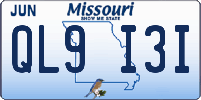 MO license plate QL9I3I