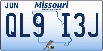 MO license plate QL9I3J