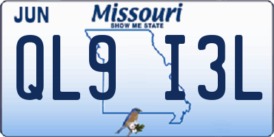 MO license plate QL9I3L