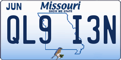 MO license plate QL9I3N