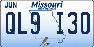 MO license plate QL9I3O