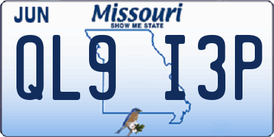 MO license plate QL9I3P