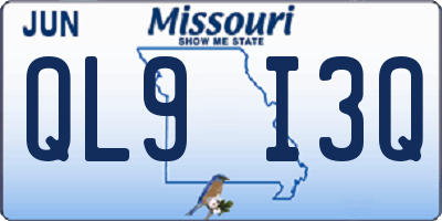 MO license plate QL9I3Q