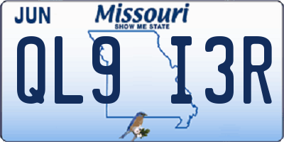 MO license plate QL9I3R