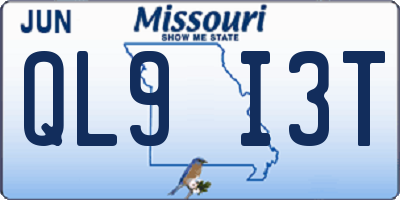 MO license plate QL9I3T