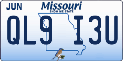 MO license plate QL9I3U