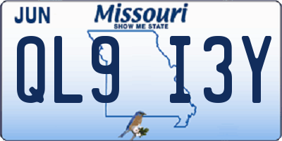 MO license plate QL9I3Y