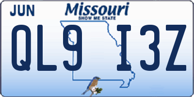 MO license plate QL9I3Z