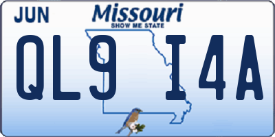 MO license plate QL9I4A