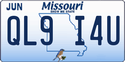 MO license plate QL9I4U