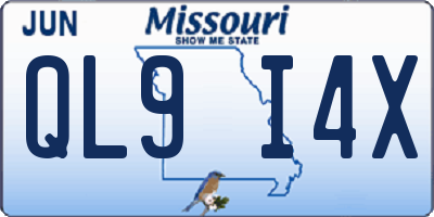 MO license plate QL9I4X