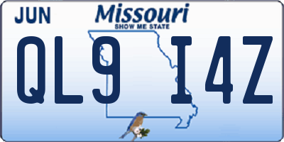 MO license plate QL9I4Z