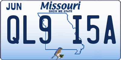 MO license plate QL9I5A