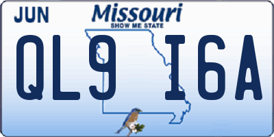 MO license plate QL9I6A