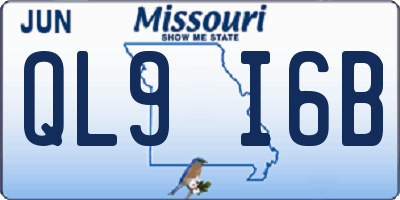 MO license plate QL9I6B