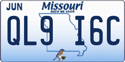 MO license plate QL9I6C