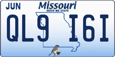 MO license plate QL9I6I