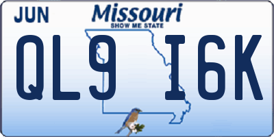 MO license plate QL9I6K