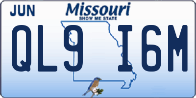 MO license plate QL9I6M
