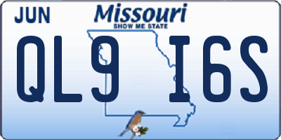 MO license plate QL9I6S