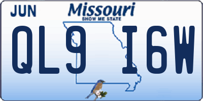 MO license plate QL9I6W