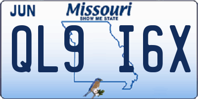 MO license plate QL9I6X
