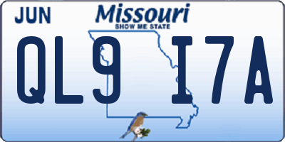 MO license plate QL9I7A