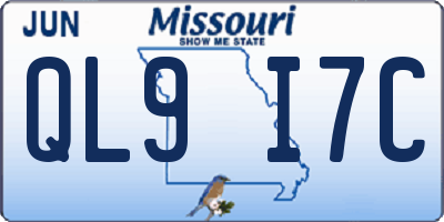MO license plate QL9I7C