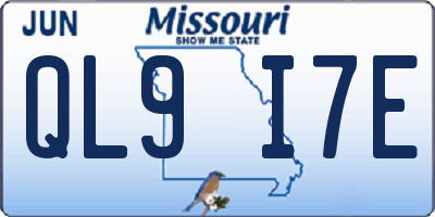 MO license plate QL9I7E