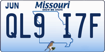 MO license plate QL9I7F