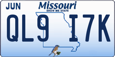 MO license plate QL9I7K