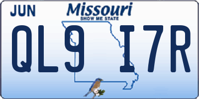 MO license plate QL9I7R