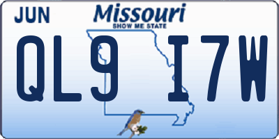 MO license plate QL9I7W