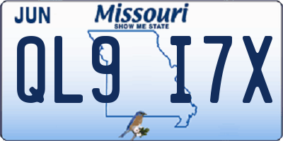 MO license plate QL9I7X