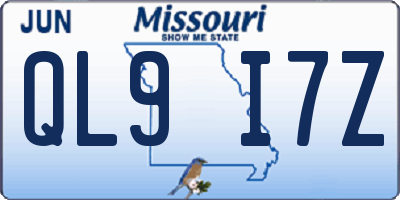 MO license plate QL9I7Z