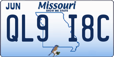 MO license plate QL9I8C