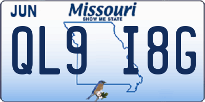 MO license plate QL9I8G