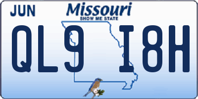 MO license plate QL9I8H