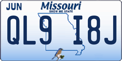 MO license plate QL9I8J