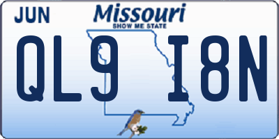 MO license plate QL9I8N