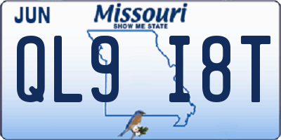 MO license plate QL9I8T