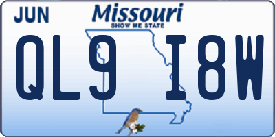 MO license plate QL9I8W