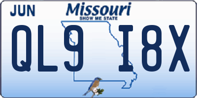 MO license plate QL9I8X