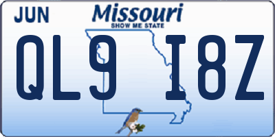 MO license plate QL9I8Z